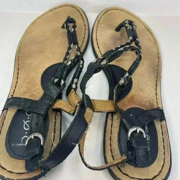 BOC Born of Concept Black/Tan Thong Sandals Summer/Hot/Beach/Pool - Picture 7 of 9